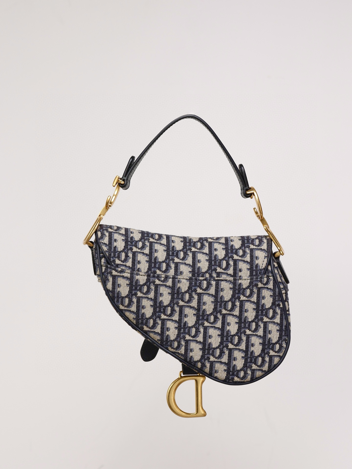 DIOR Mini Saddle Bag with Strap Blue Dior Oblique Jacquard