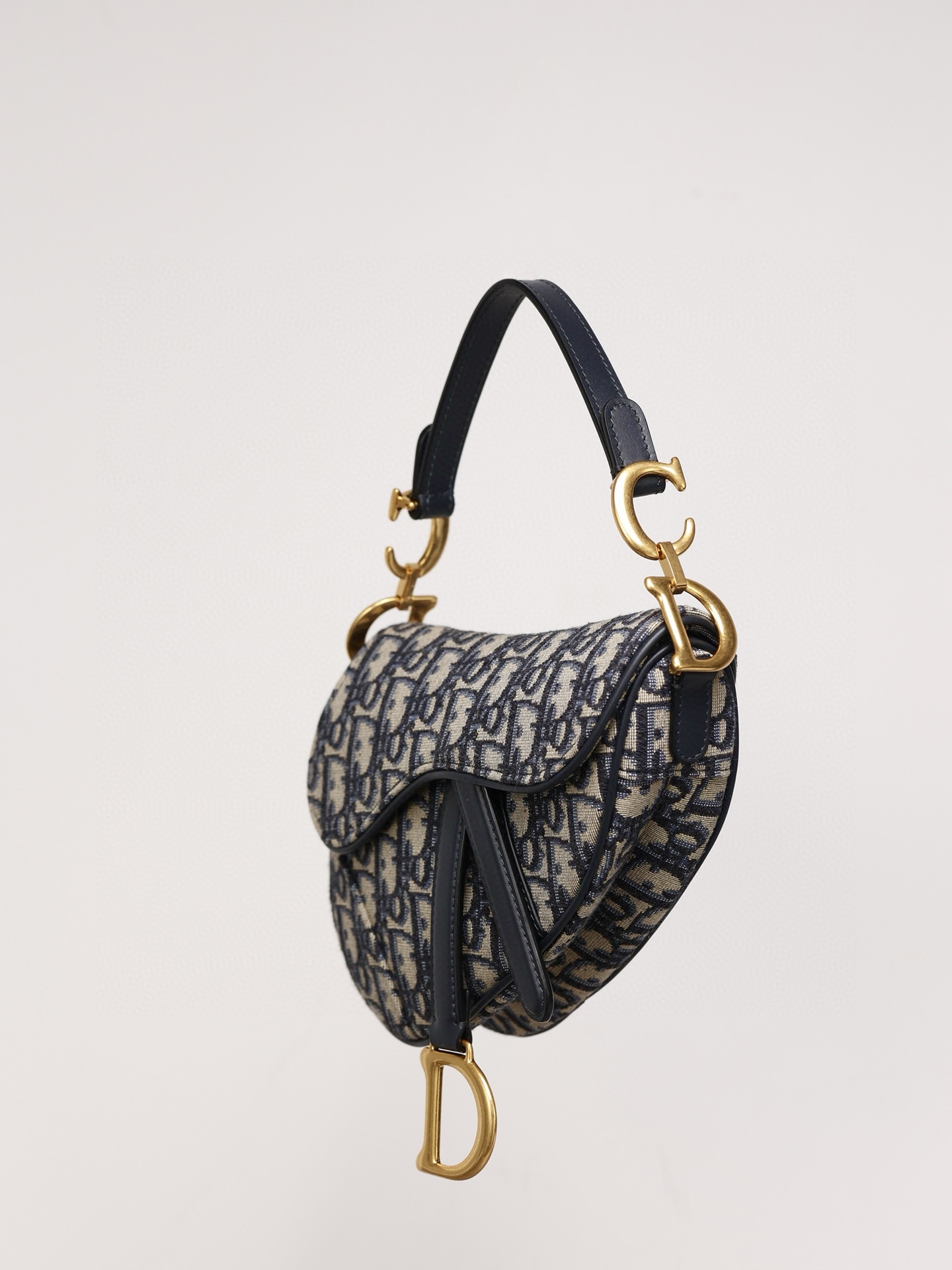 DIOR Mini Saddle Bag with Strap Blue Dior Oblique Jacquard