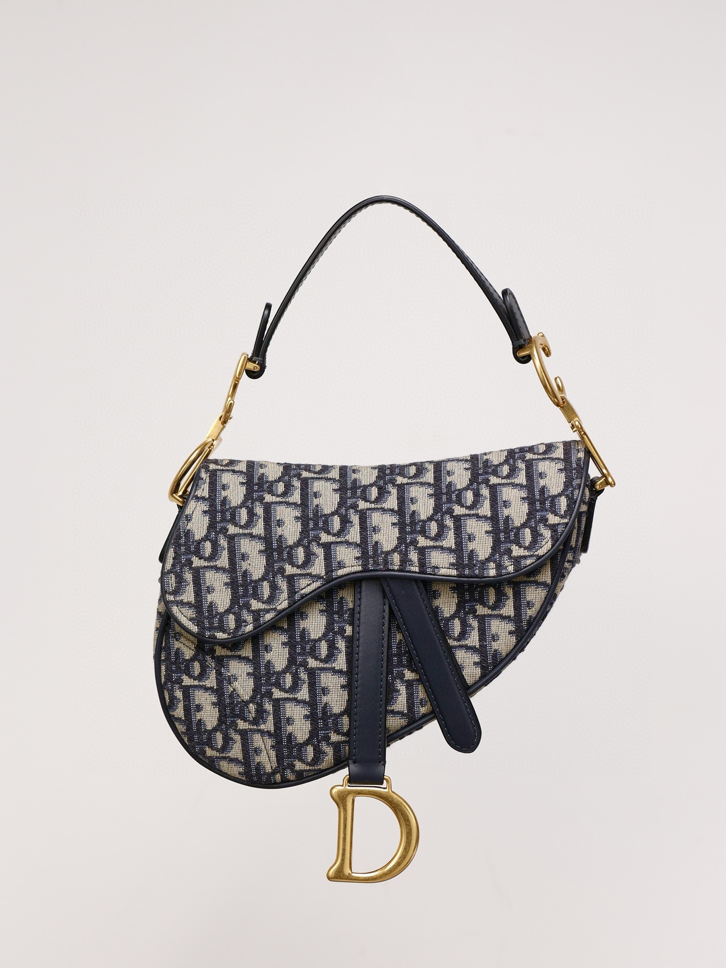 DIOR Mini Saddle Bag with Strap Blue Dior Oblique Jacquard