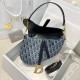 DIOR Saddle Bag with Strap Blue Denim Dior Oblique Jacquard