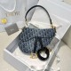 DIOR Saddle Bag with Strap Blue Denim Dior Oblique Jacquard