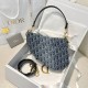 DIOR Saddle Bag with Strap Blue Denim Dior Oblique Jacquard