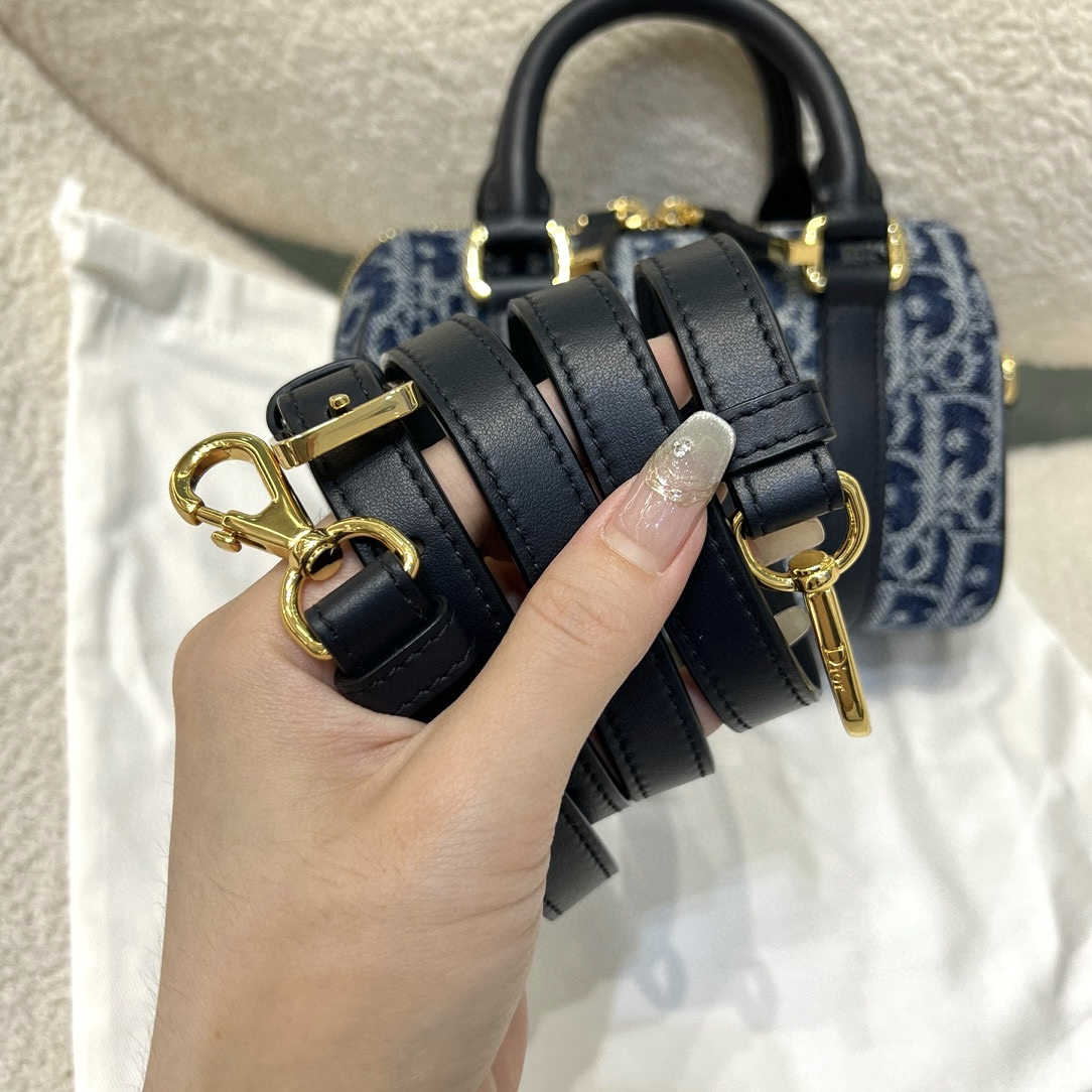 DIOR Groove 17 Nano Bag Blue Denim Dior Oblique Jacquard