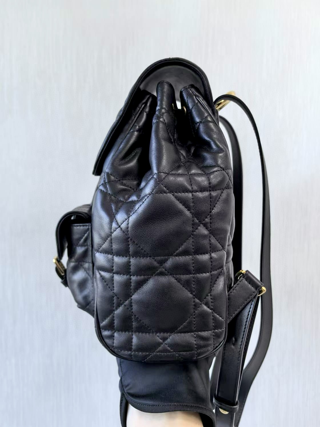 DIOR Medium Dior Caro Backpack Black Macrocannage Lambskin