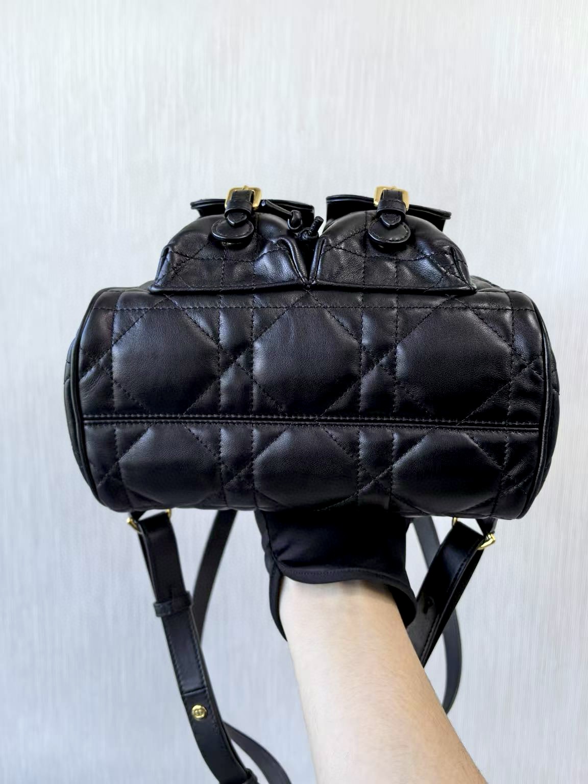 DIOR Medium Dior Caro Backpack Black Macrocannage Lambskin