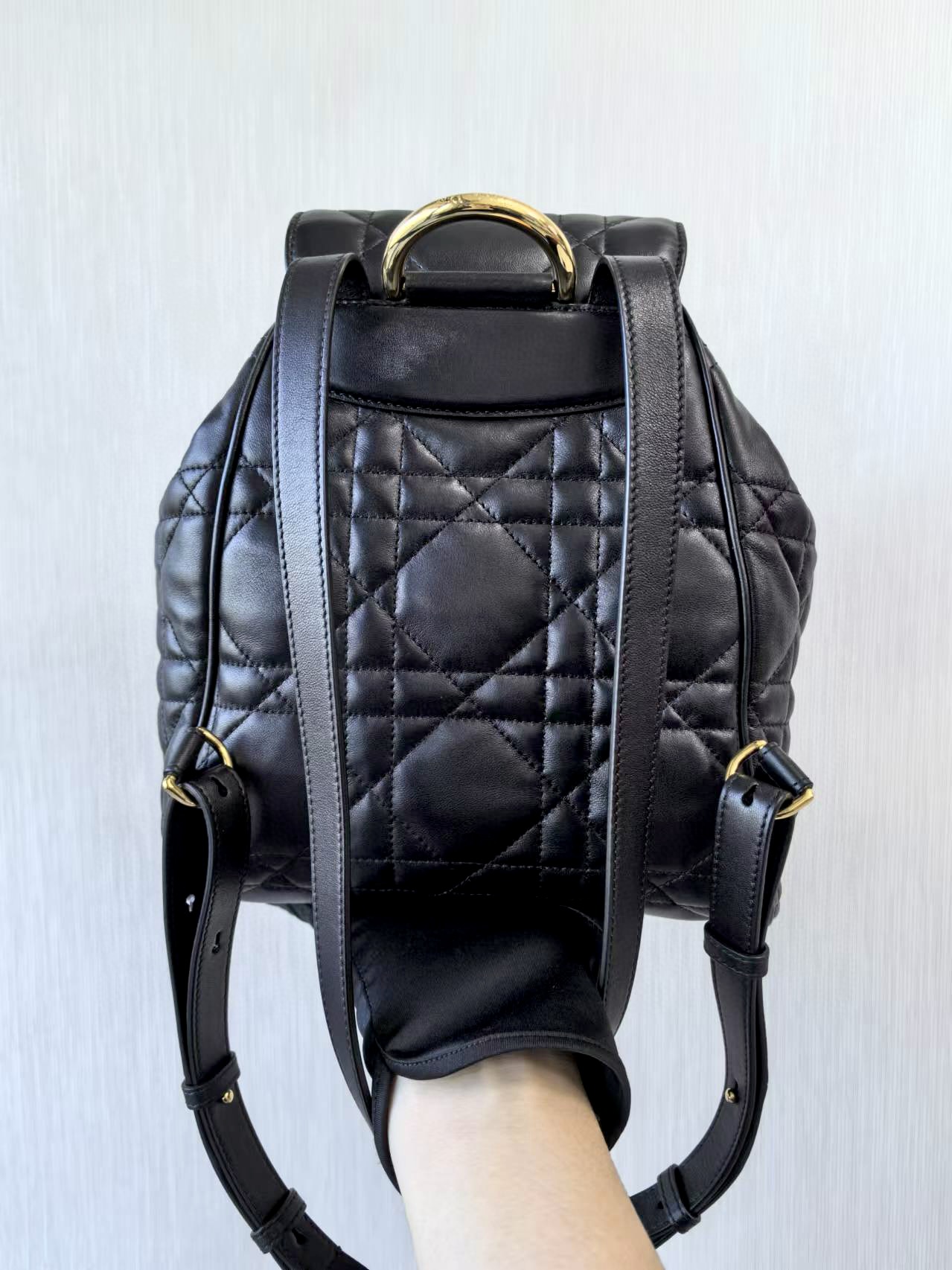 DIOR Medium Dior Caro Backpack Black Macrocannage Lambskin