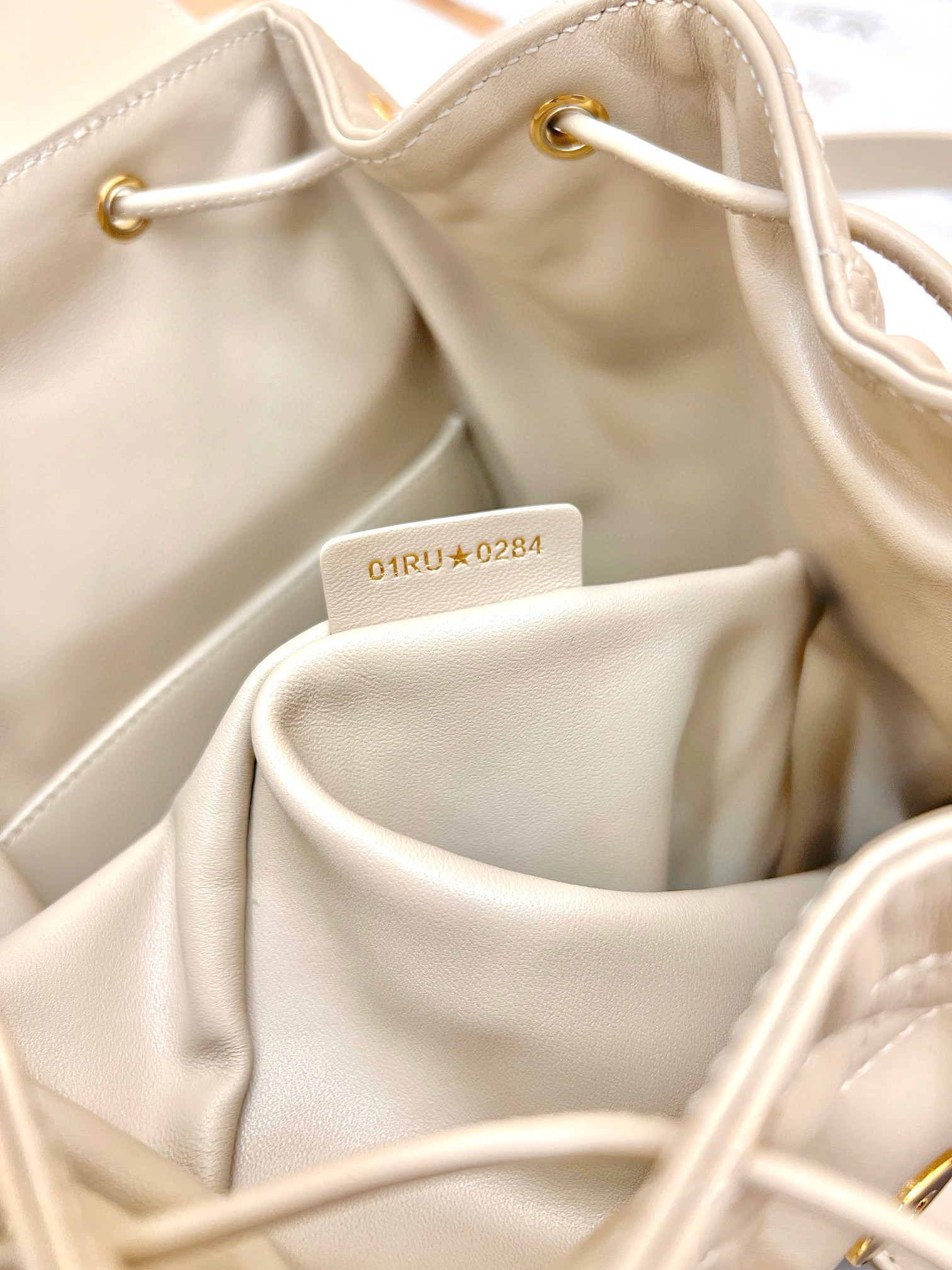 DIOR Medium Dior Caro Backpack Powder Beige Macrocannage Lambskin