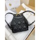 DIOR Small Dior Caro Backpack Black Macrocannage Lambskin