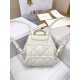 DIOR Small Dior Caro Backpack Latte Macrocannage Lambskin