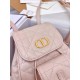 DIOR Small Dior Caro Backpack Powder Pink Macrocannage Lambskin