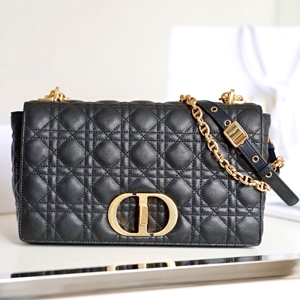 DIOR Large Dior Caro Bag Black Supple Cannage Calfskin