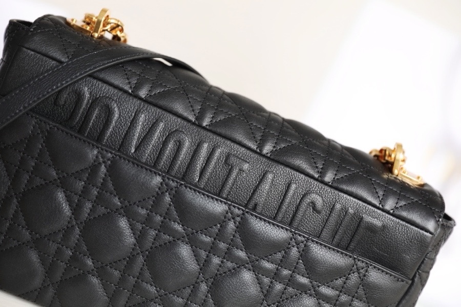 DIOR Large Dior Caro Bag Black Supple Cannage Calfskin