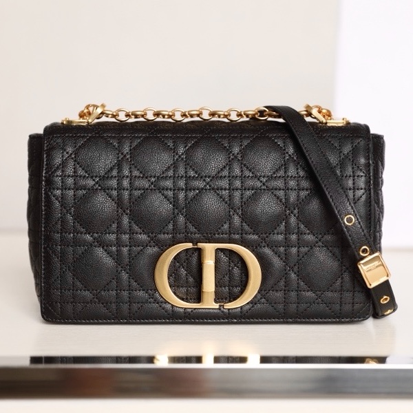 DIOR Medium Dior Caro Bag Black Cannage Supple Calfskin and Lambskin