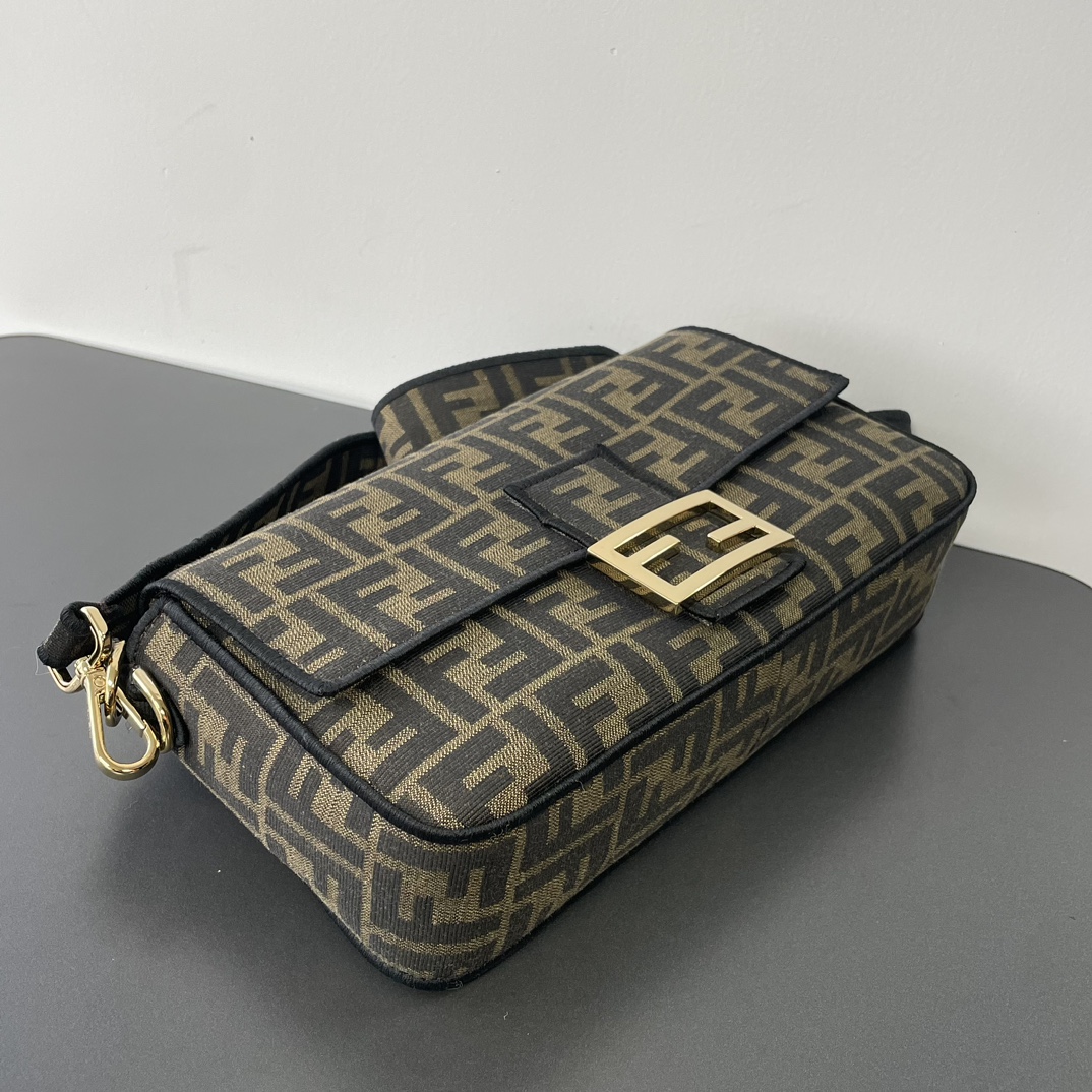 FENDI Baguette Brown FF jacquard fabric bag 