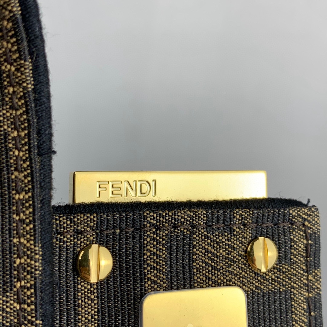 FENDI Baguette Brown FF jacquard fabric bag 