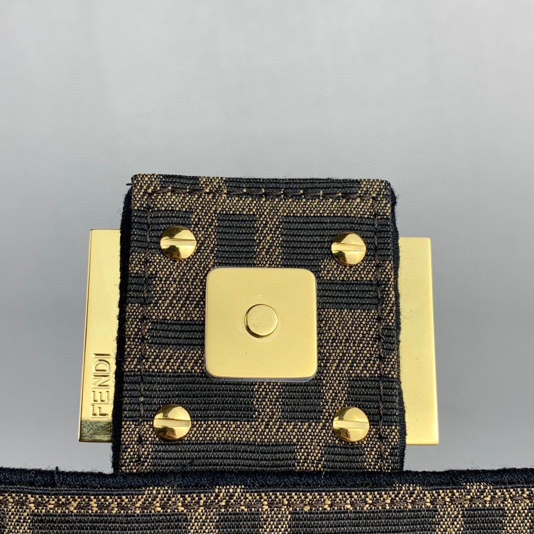 FENDI Baguette Brown FF jacquard fabric bag 