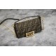 FENDI Baguette Mini Brown FF jacquard fabric bag