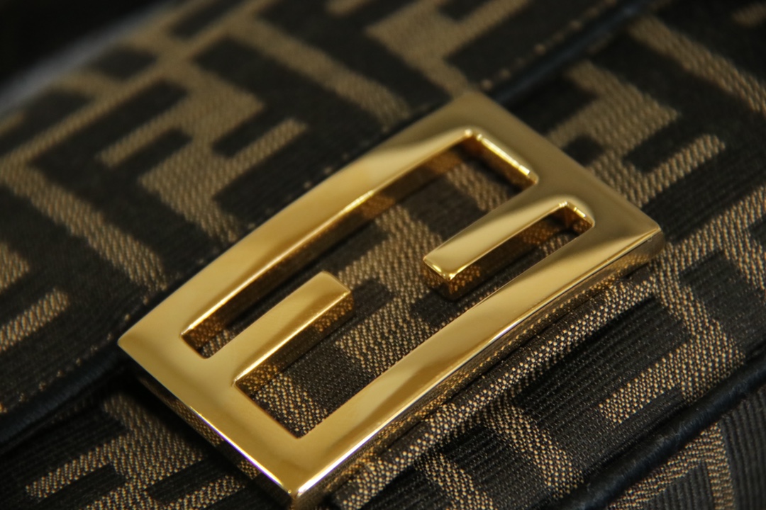 FENDI Baguette Mini Brown FF jacquard fabric bag