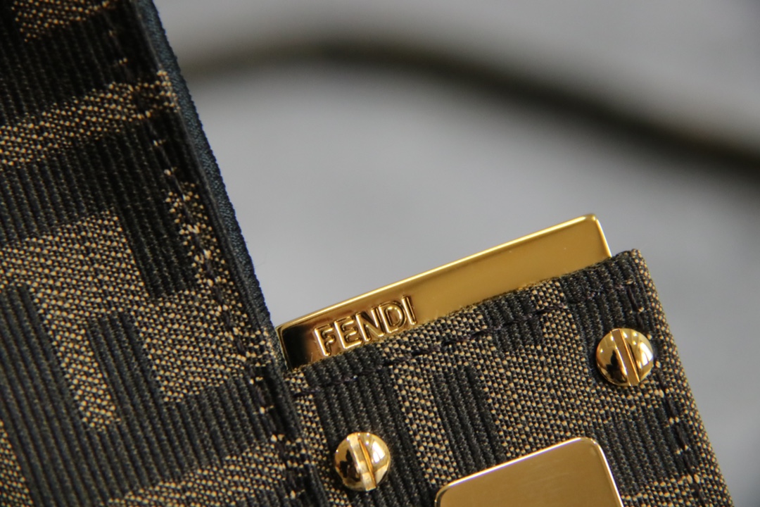 FENDI Baguette Mini Brown FF jacquard fabric bag