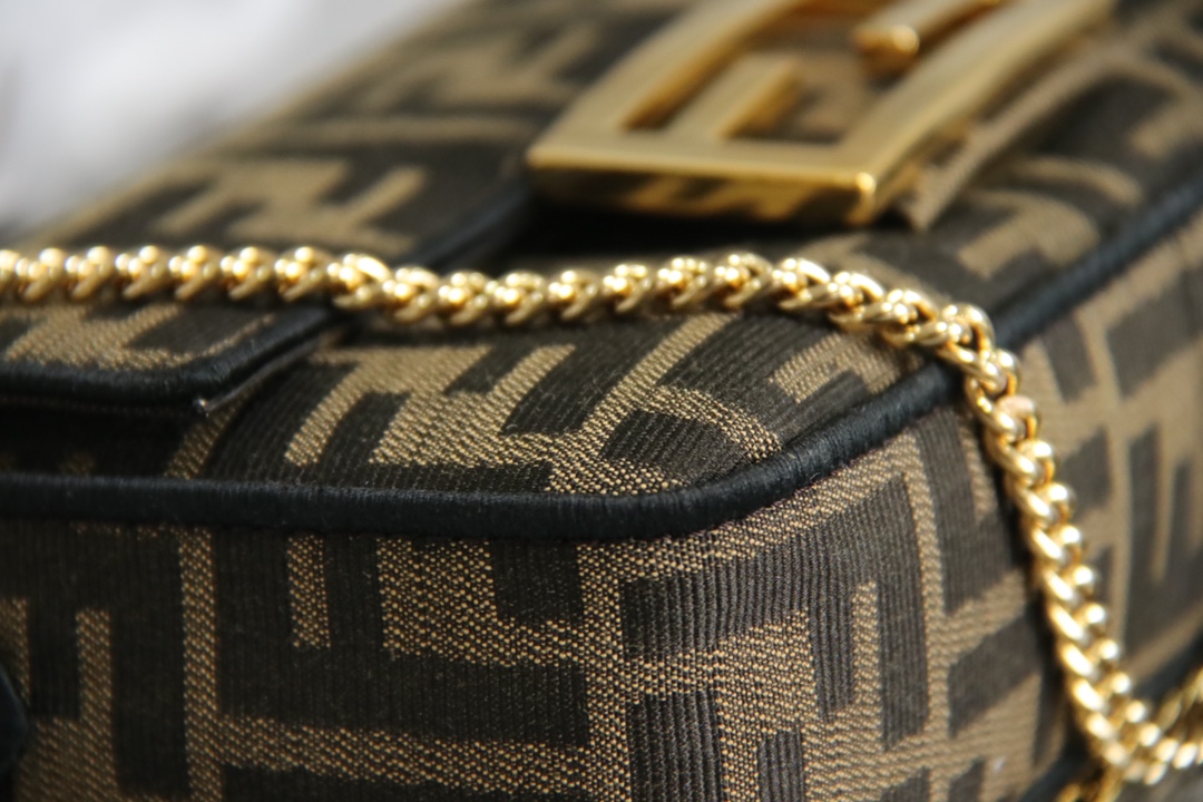 FENDI Baguette Mini Brown FF jacquard fabric bag