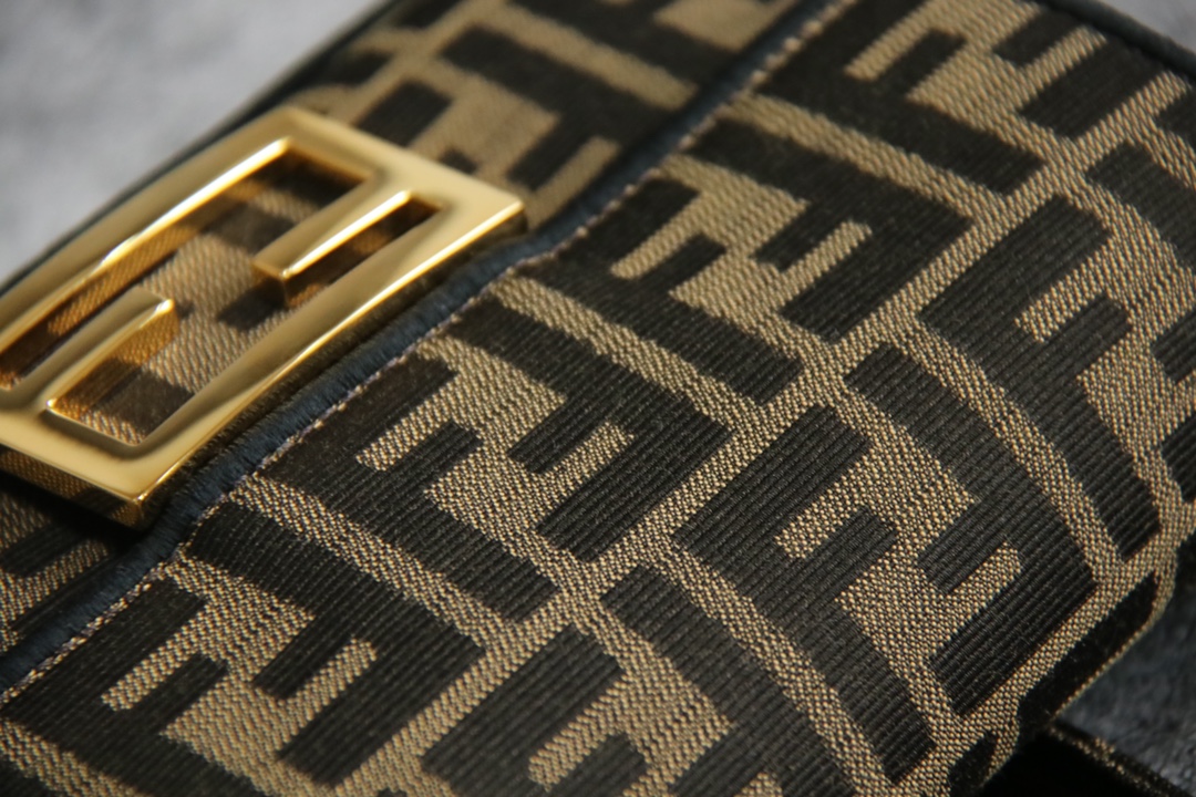 FENDI Baguette Mini Brown FF jacquard fabric bag