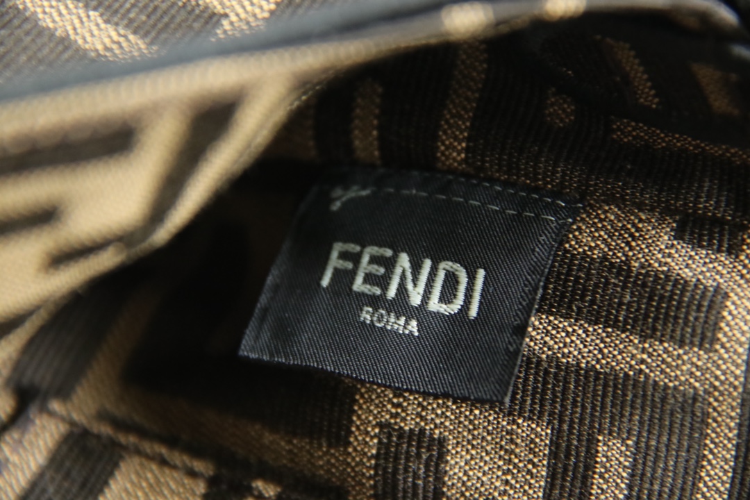 FENDI Baguette Mini Brown FF jacquard fabric bag