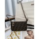 FENDI Baguette Pouch Brown jacquard FF fabric clutch with chain