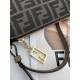 FENDI Baguette Pouch Brown jacquard FF fabric clutch with chain