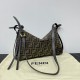 FENDI Simply Fendi Medium Brown FF jacquard fabric bag