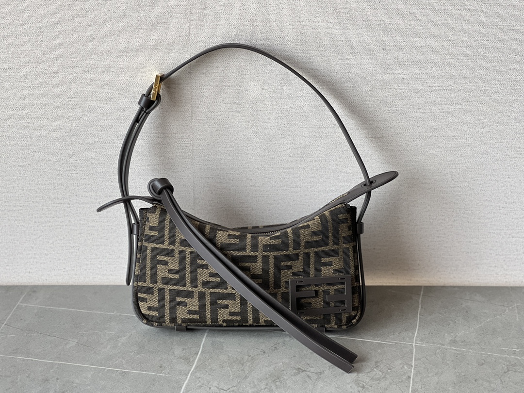 FENDI Simply Fendi Mini Brown FF jacquard fabric mini bag