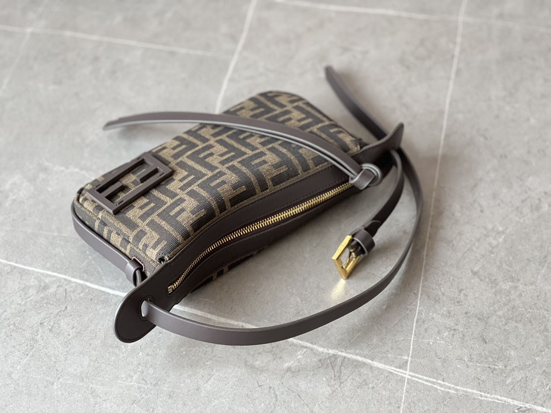 FENDI Simply Fendi Mini Brown FF jacquard fabric mini bag