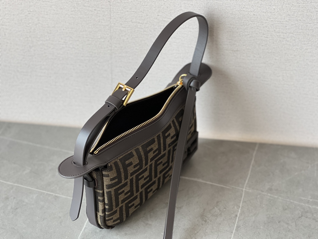 FENDI Simply Fendi Mini Brown FF jacquard fabric mini bag