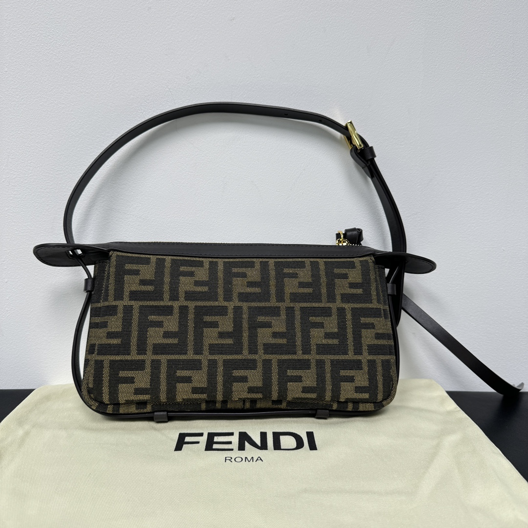 FENDI Simply Fendi Mini Brown FF jacquard fabric mini bag