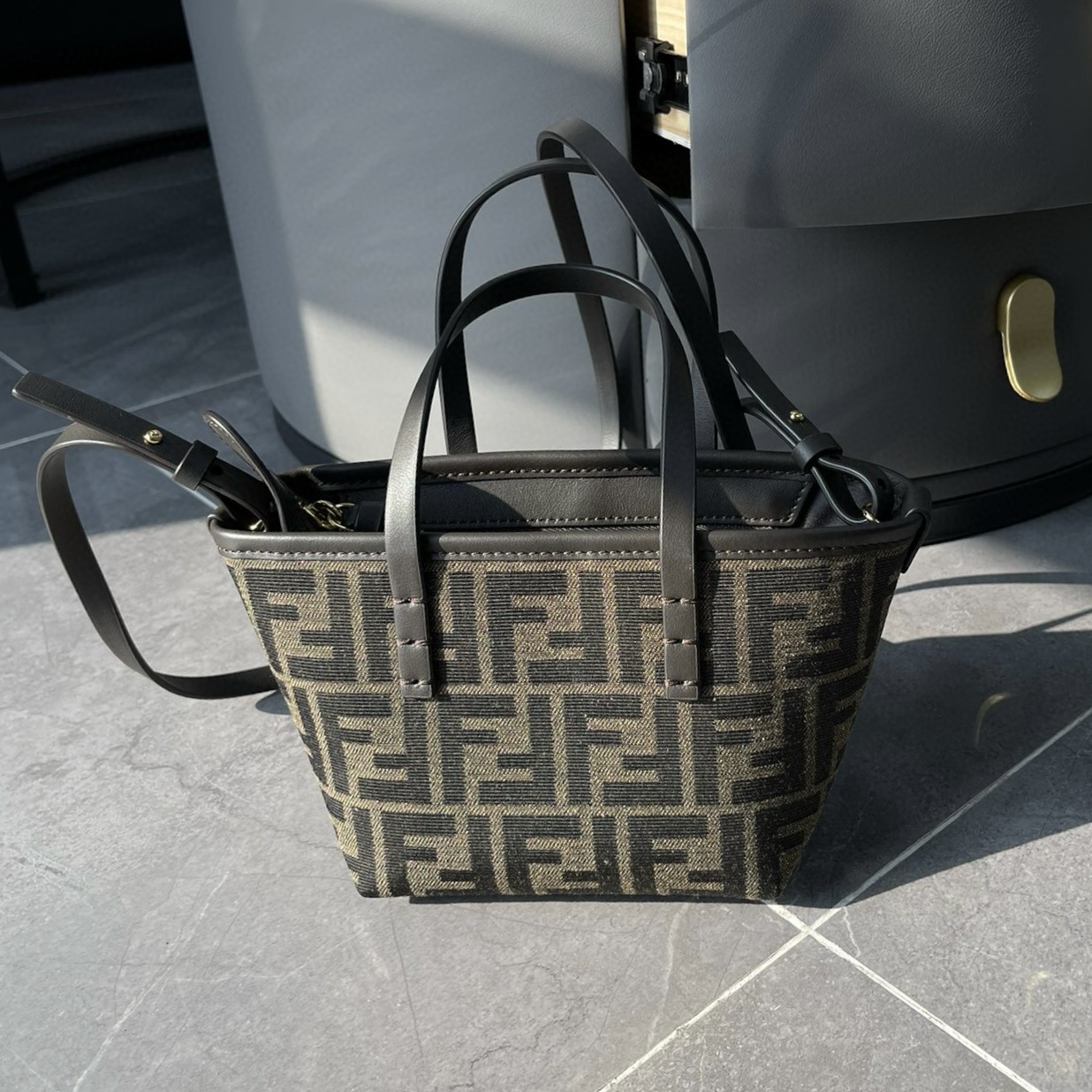 FENDI Roll Mini Brown FF jacquard mini bag