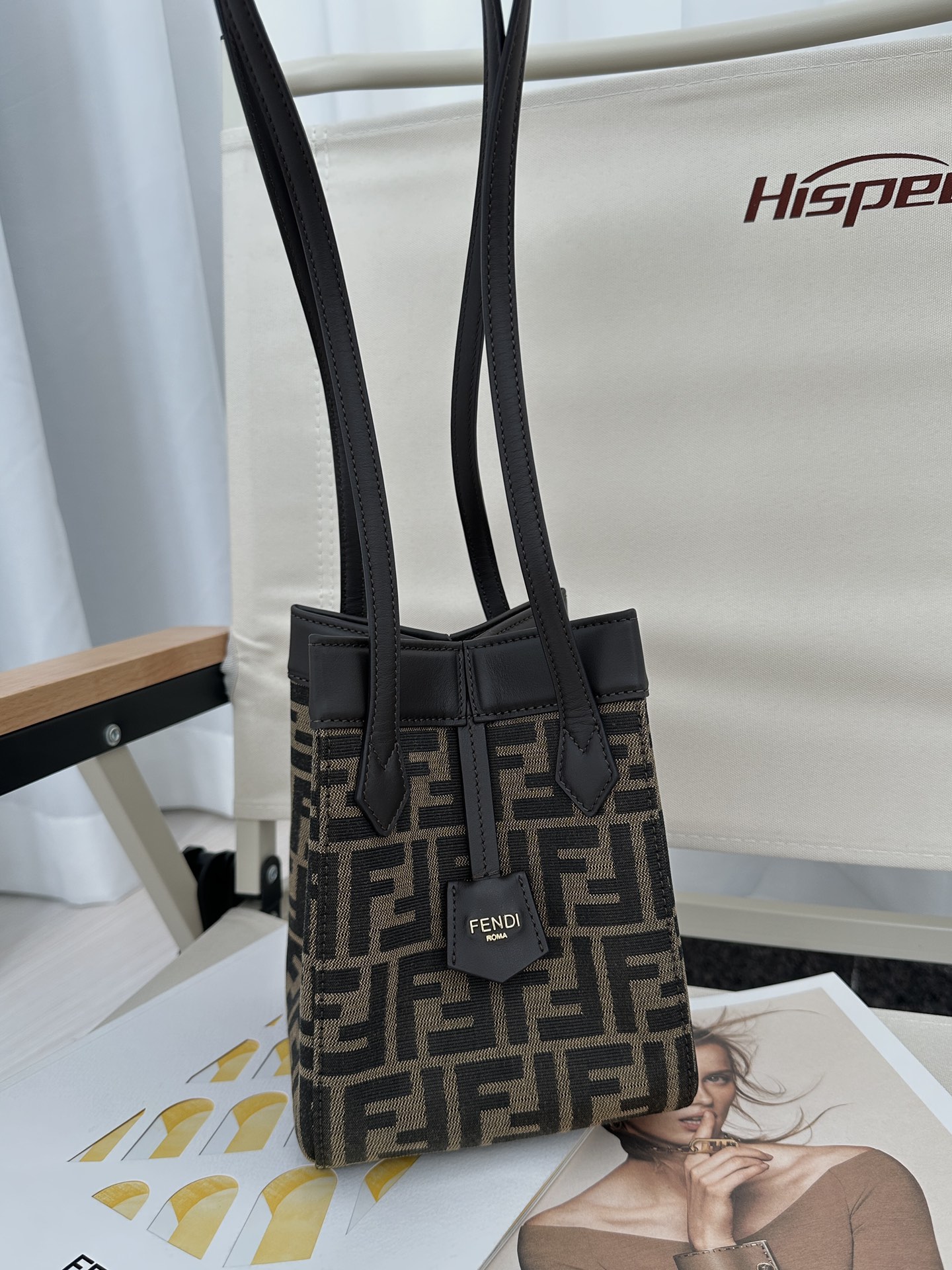 FENDI Fendi Origami Mini Brown FF jacquard fabric mini bag that can be transformed