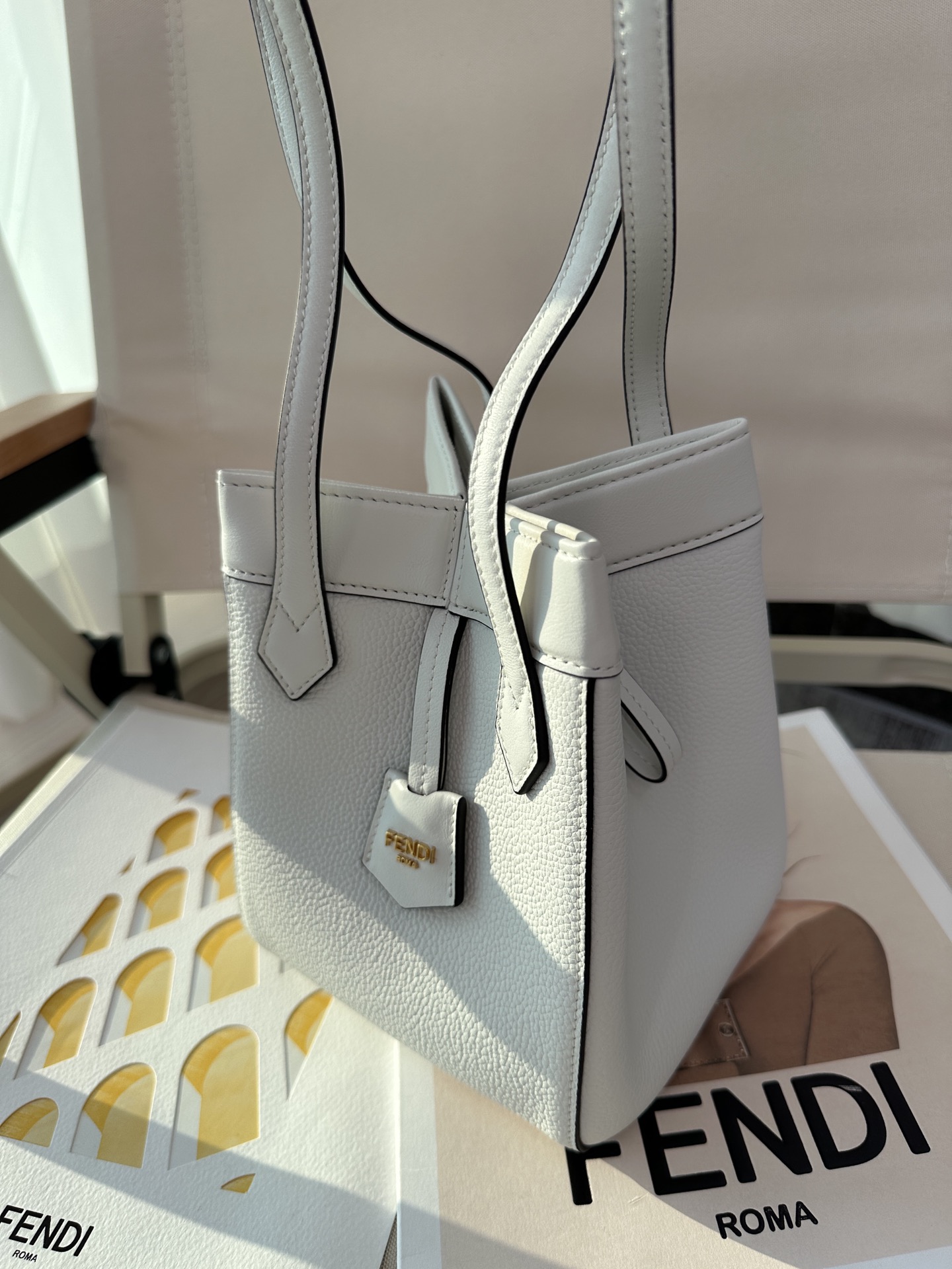 FENDI Origami Mini White leather mini bag that can be transformed