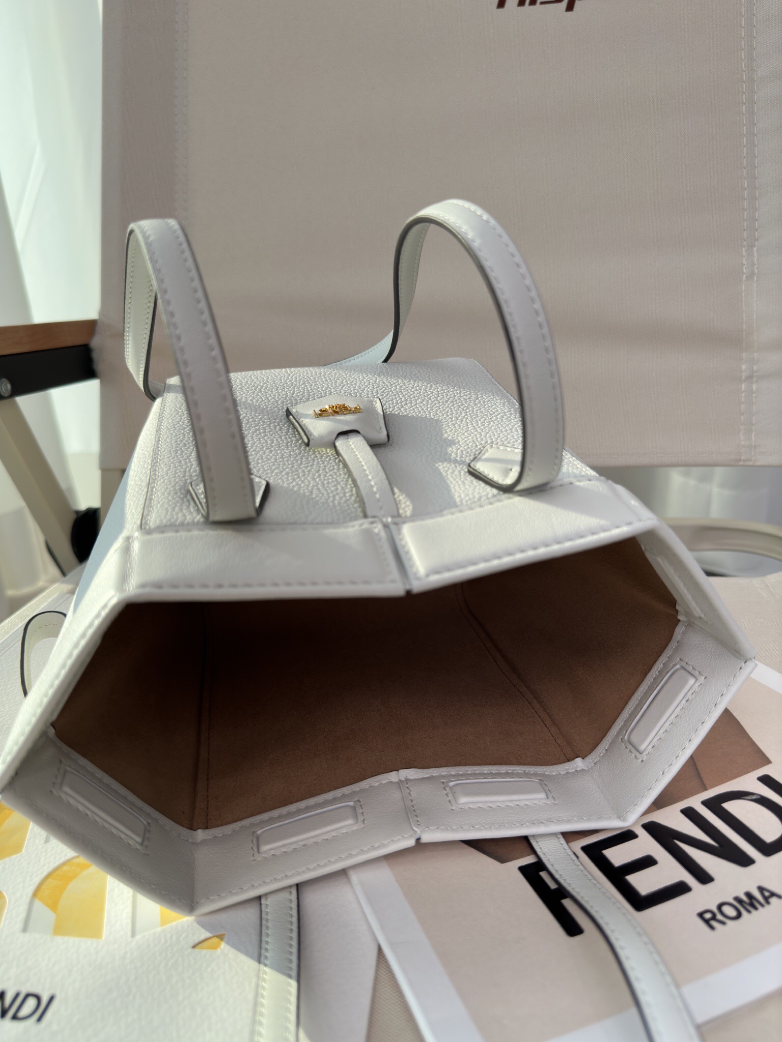 FENDI Origami Mini White leather mini bag that can be transformed