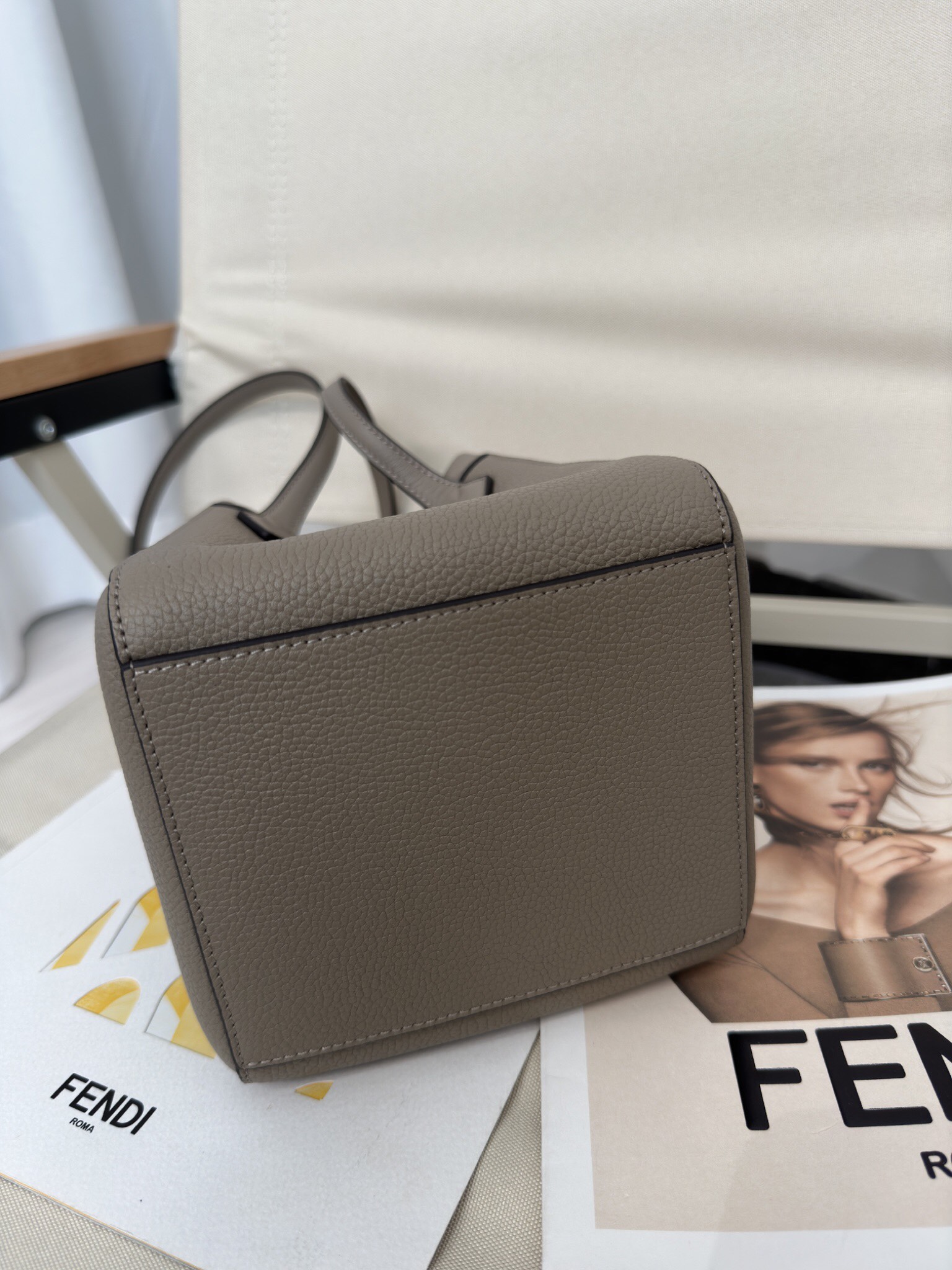 FENDI Origami Mini Dove grey leather mini bag that can be transformed