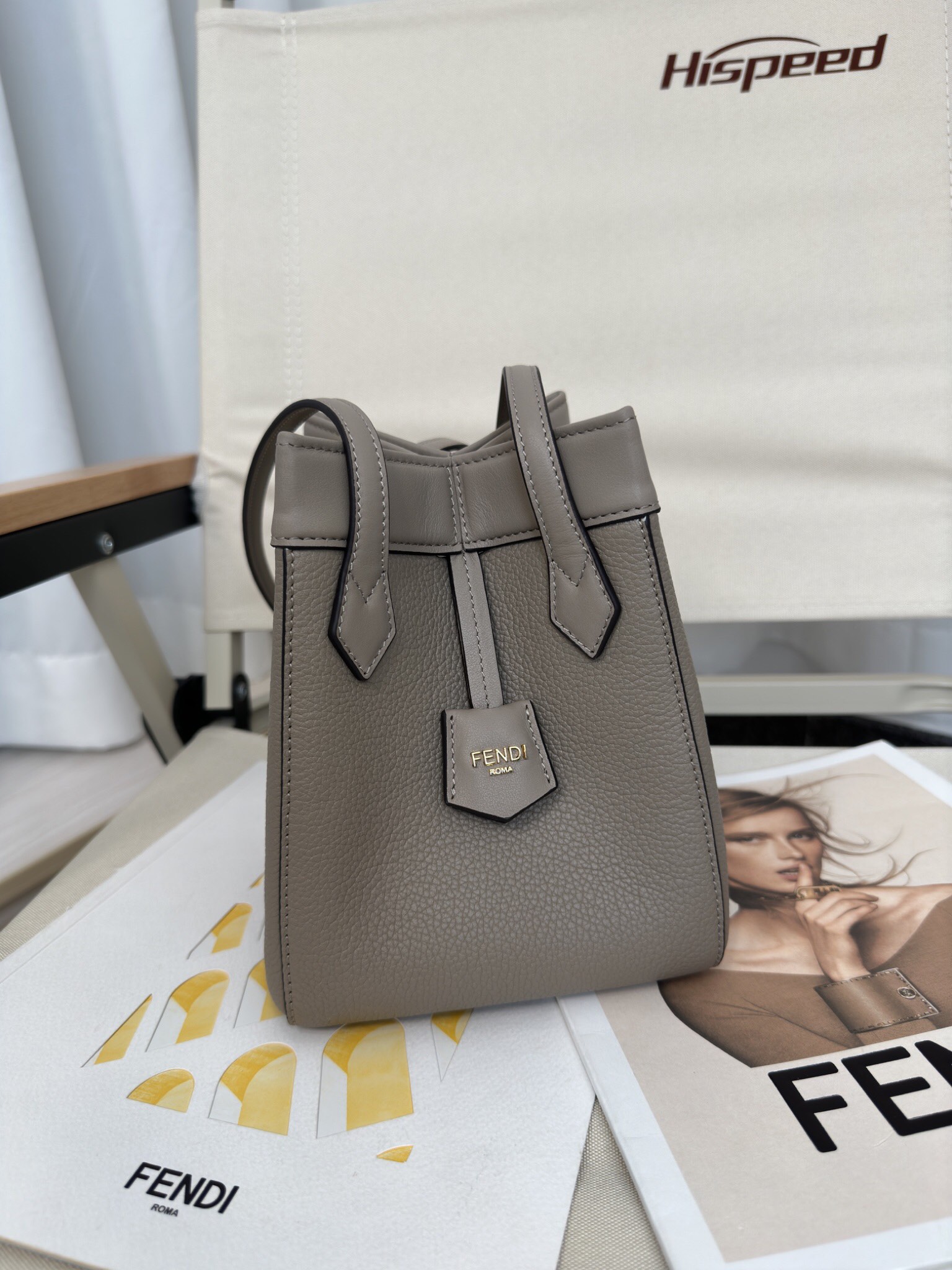 FENDI Origami Mini Dove grey leather mini bag that can be transformed