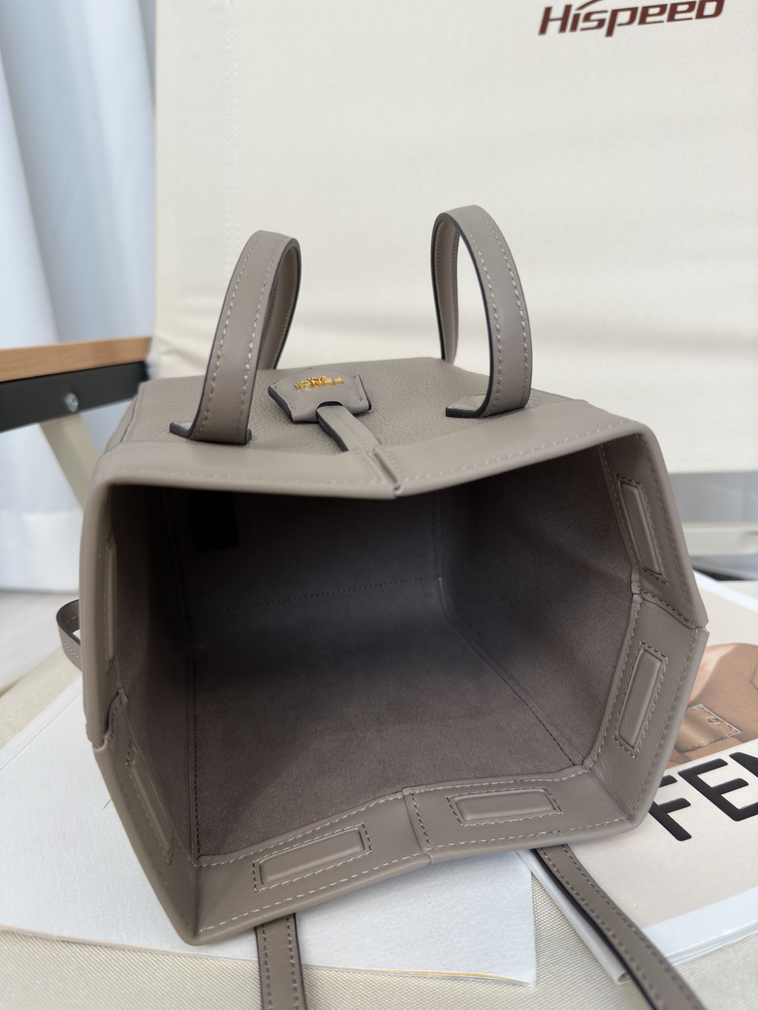 FENDI Origami Mini Dove grey leather mini bag that can be transformed