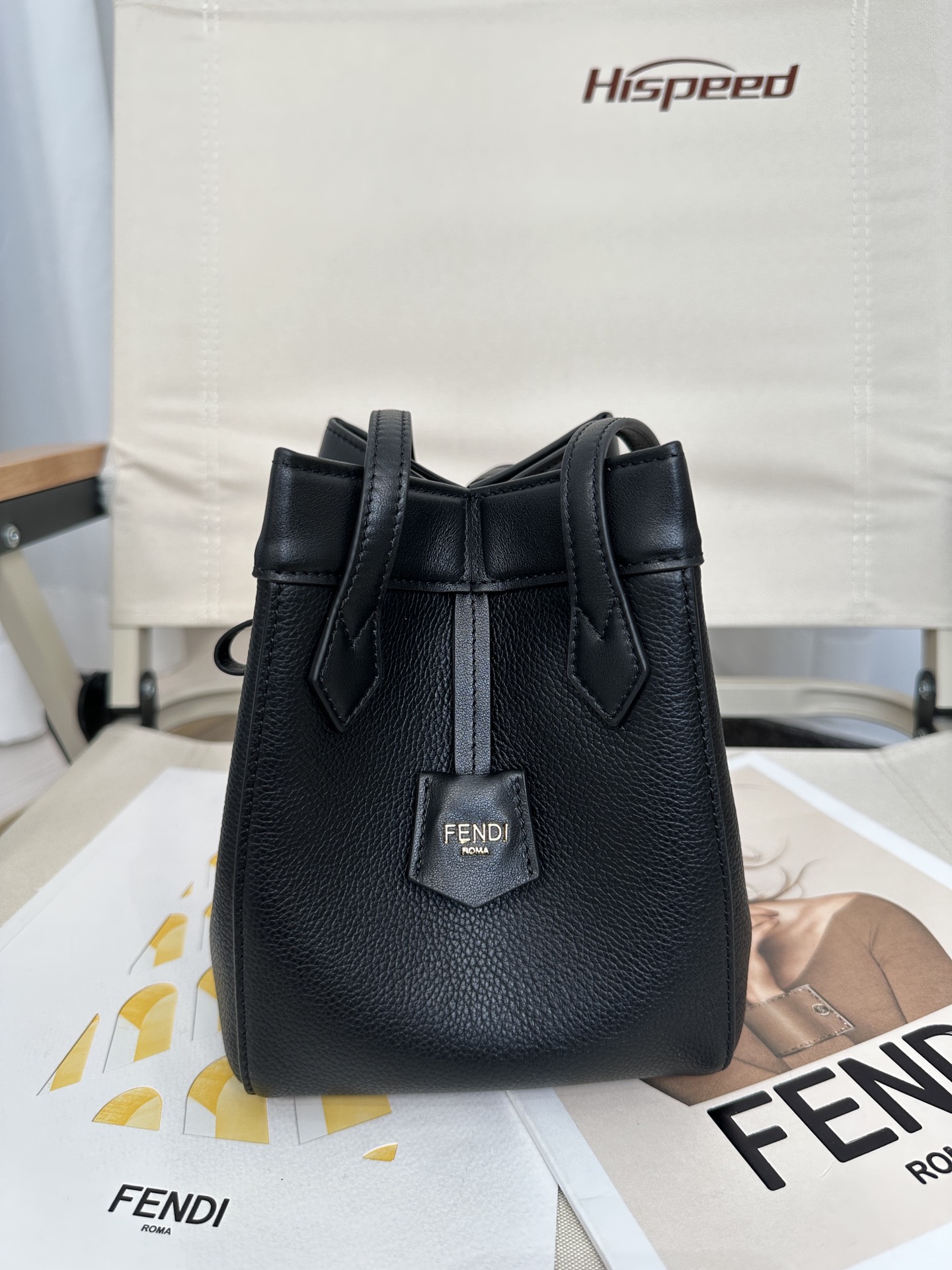 FENDI Origami Mini Black leather mini bag that can be transformed