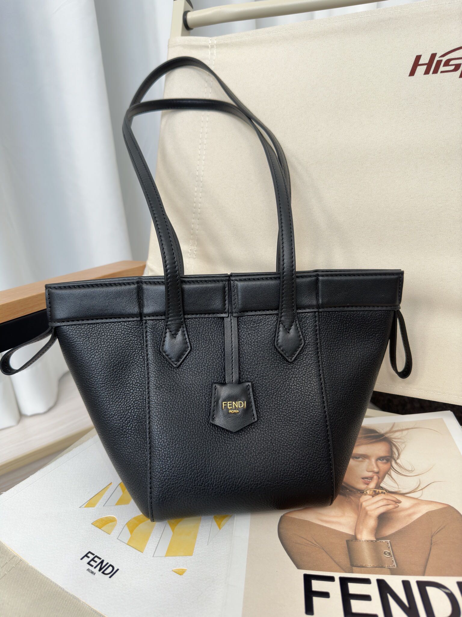 FENDI Origami Mini Black leather mini bag that can be transformed