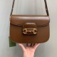 GUCCI Horsebit 1955 Small Shoulder Bag Brown Leather 