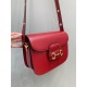 GUCCI Horsebit 1955 Small Shoulder Bag Red Leather 