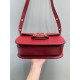 GUCCI Horsebit 1955 Small Shoulder Bag Red Leather 