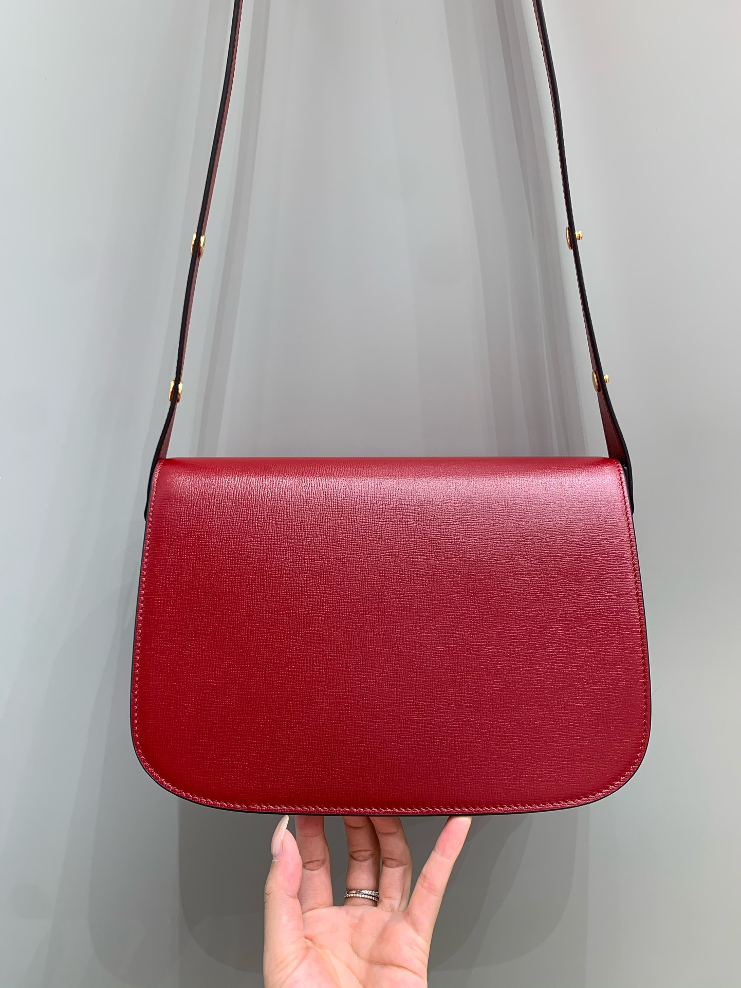 GUCCI Horsebit 1955 Small Shoulder Bag Red Leather 