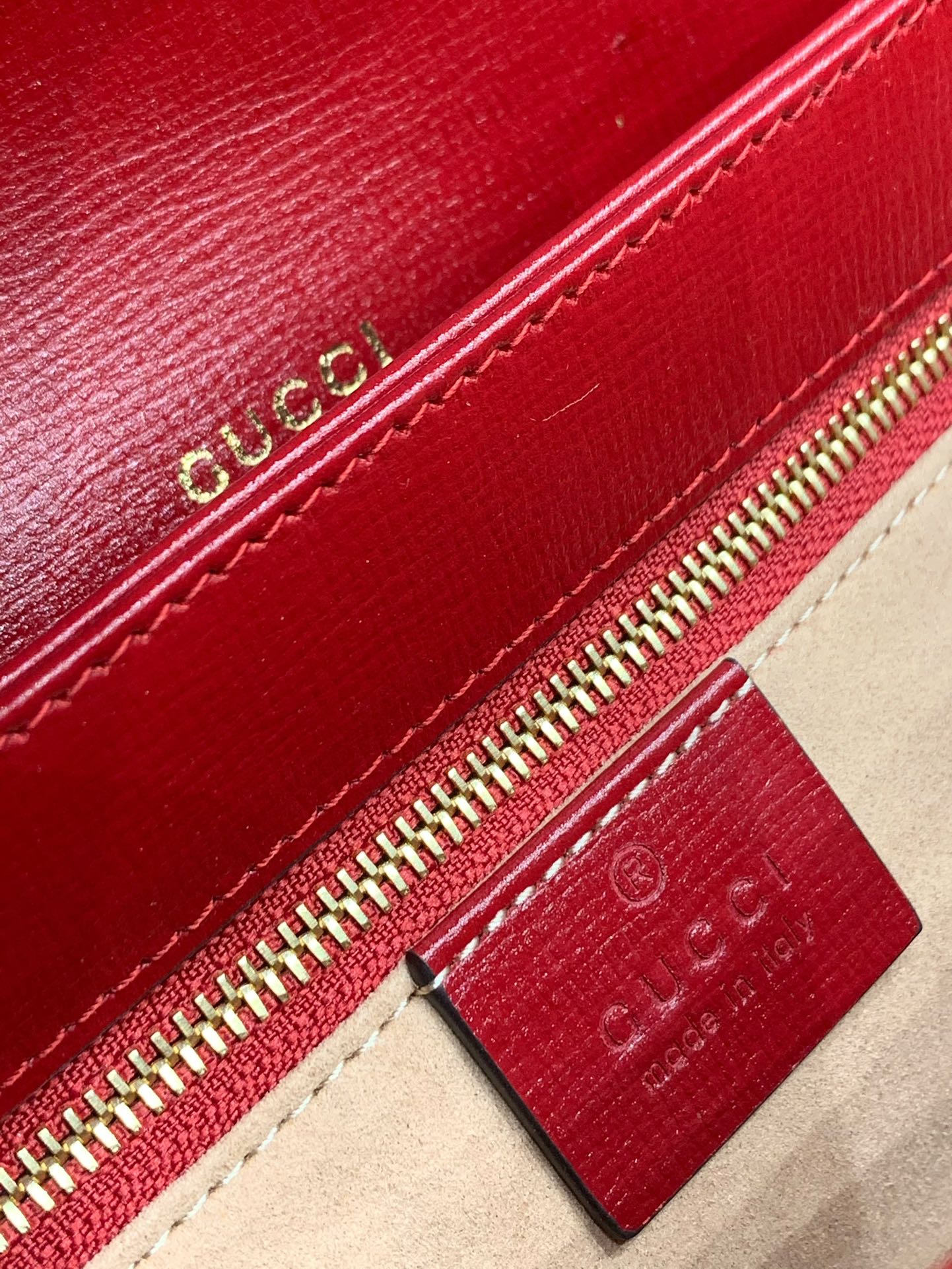 GUCCI Horsebit 1955 Small Shoulder Bag Red Leather 