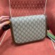 GUCCI Horsebit 1955 Small Shoulder Bag GG Supreme Canvas with Brown Leather