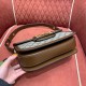 GUCCI Horsebit 1955 Small Shoulder Bag GG Supreme Canvas with Brown Leather