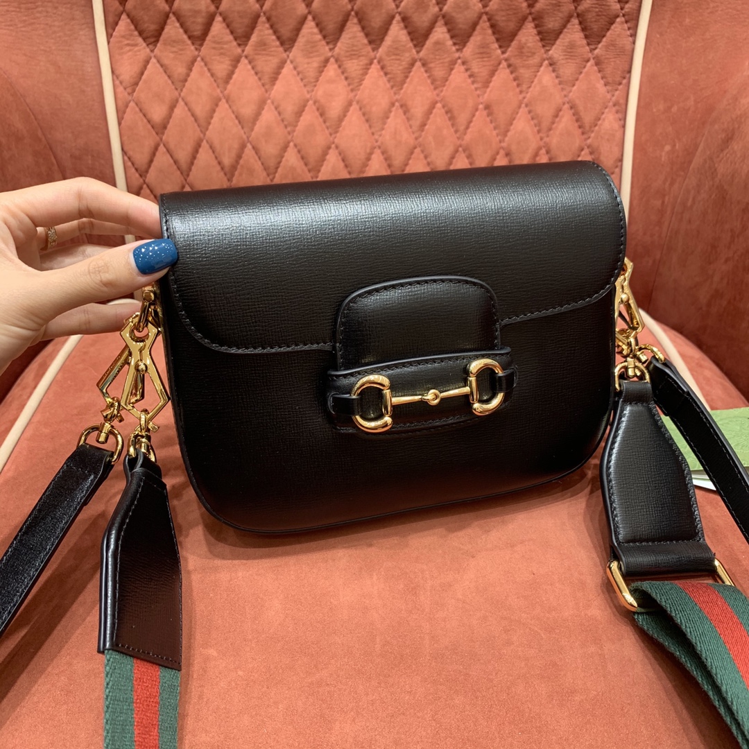 GUCCI Horsebit 1955 Mini Shoulder Bag Black Leather